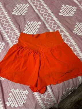 aerie Coral-Orange High-Waist Skort Shorts